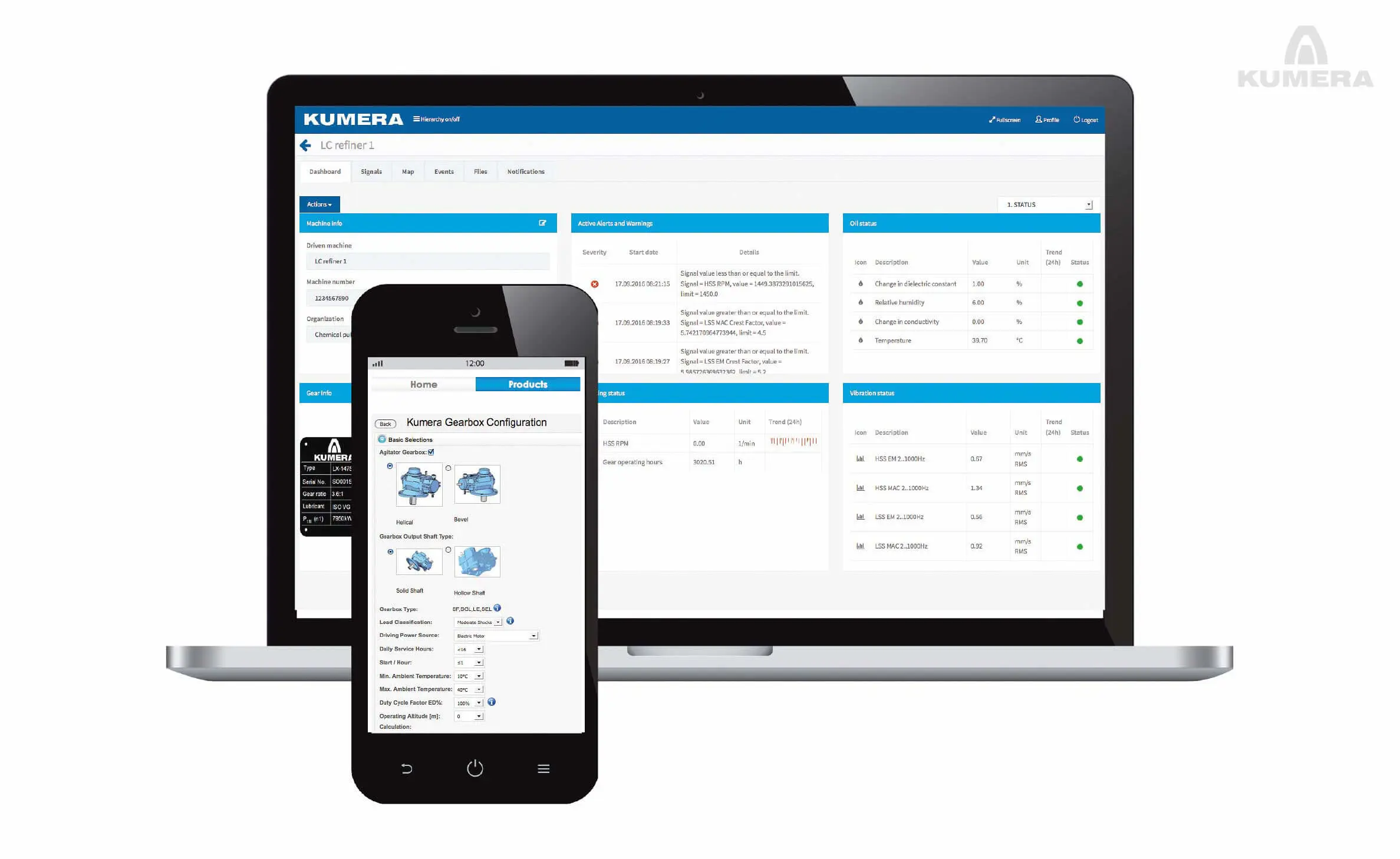 Kumera Guard Gear - Healt Monitoring. Guard Gear is designed for diagnosing industrial gearboxes. The function of Kumera Guard Gear is based on measuring parameters that indicate incipient failure of mechanical components and lubrication oil.