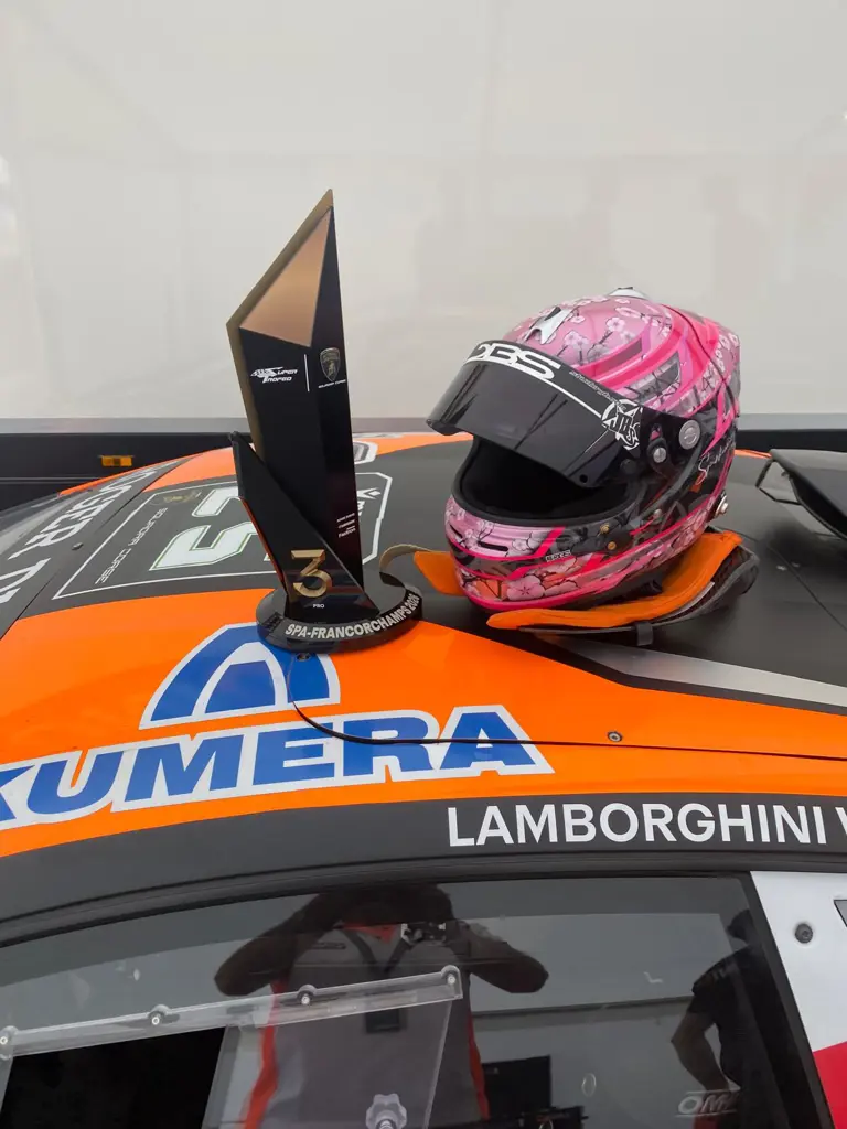 Trophy and helmet